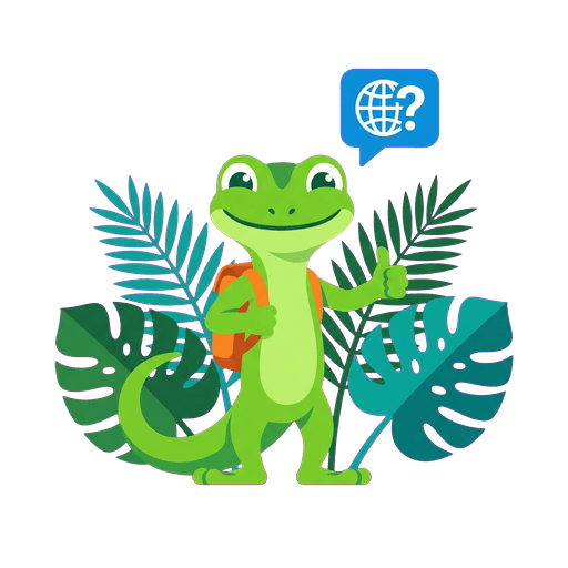 Decko gecko mascot giving a thumbs up